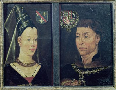 Doppelporträt von Karl dem Kühnen, Herzog von Burgund, und seiner Frau Isabelle de Bourbon von Flemish School